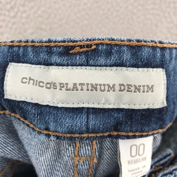 Chicos Jeans Women 00 US 2 Blue Platinum Denim Ultimate Fit Barely Flare Stretch - Picture 6 of 12
